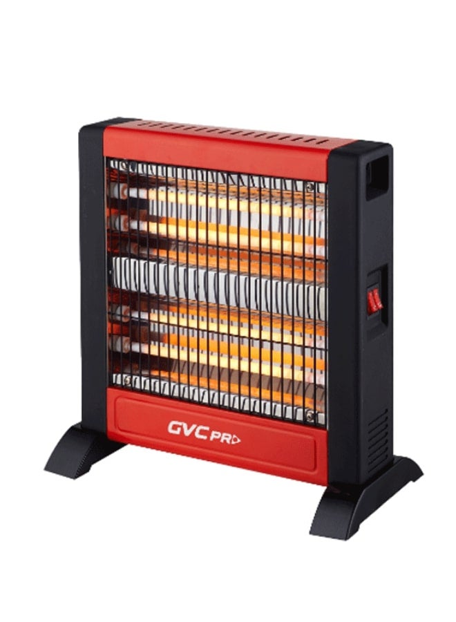 جي في سي برو مدفأة بأنابيب هالوجين بقدرة 1000 وات 800 W GVCHT-1209 أحمر وأسود - Image 1