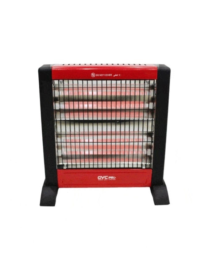 جي في سي برو مدفأة بأنابيب هالوجين بقدرة 1000 وات 800 W GVCHT-1209 أحمر وأسود - Image 2