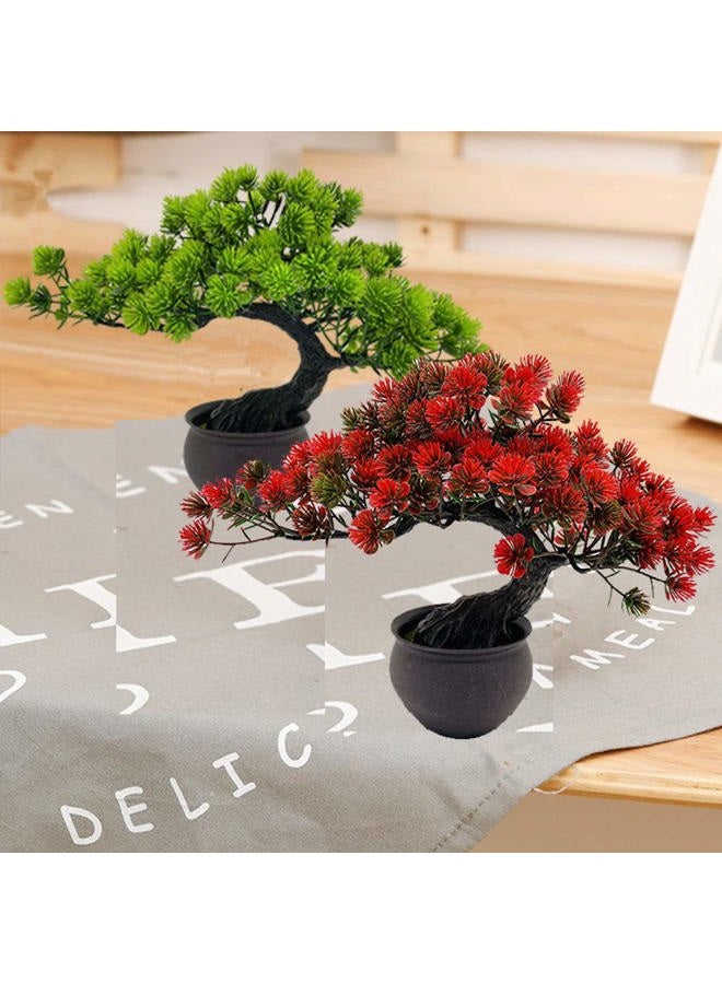 Fycooler Artificial Bonsai Tree Miniature Artificial Plants Potted Japanese Zen Tree 33 cm in Width Artificial House Plants Juniper Bonsai Fake Plant Greenery for Home Office Decor Desktop Display - Image 5