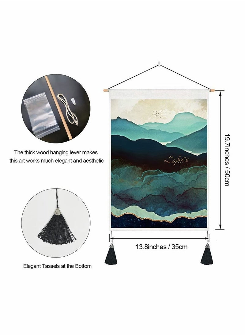 Excefore 2 Pack Tapestry Wall Hanging Japanese Tapestries Art Sunset Nature Landscape(14"W x 20"L)  - Image 2