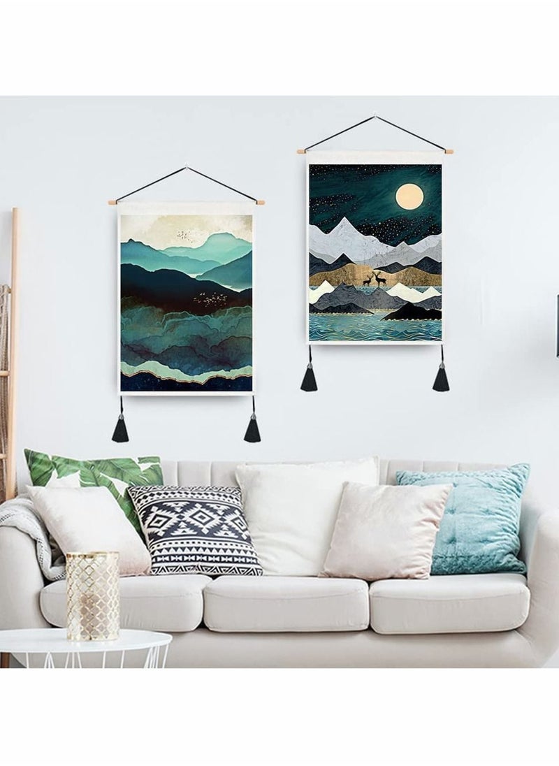 Excefore 2 Pack Tapestry Wall Hanging Japanese Tapestries Art Sunset Nature Landscape(14"W x 20"L)  - Image 3