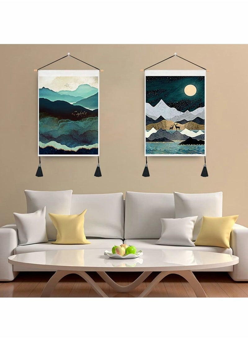 Excefore 2 Pack Tapestry Wall Hanging Japanese Tapestries Art Sunset Nature Landscape(14"W x 20"L)  - Image 5
