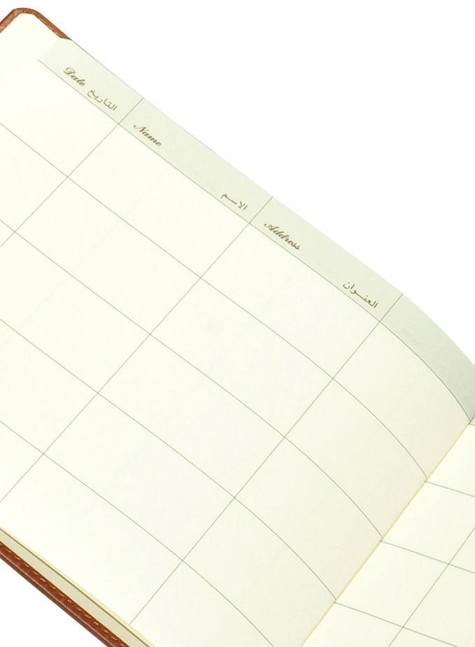 FIS Executive Visitor Book, Italian PU Cover with Sewing, Ivory Paper, 100 gsm, Round Corners, Arabic and English, 120 Sheets, Box Size: 200 x 250 mm - FSCLEXVI02A - Image 2