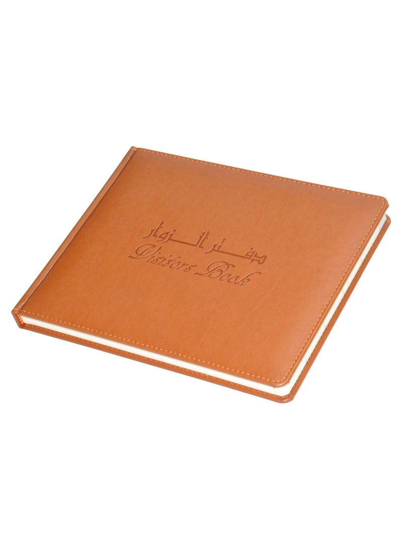 FIS Executive Visitor Book, Italian PU Cover with Sewing, Ivory Paper, 100 gsm, Round Corners, Arabic and English, 120 Sheets, Box Size: 200 x 250 mm - FSCLEXVI02A - Image 1