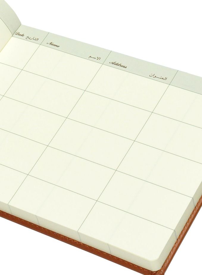 FIS Executive Visitor Book, Italian PU Cover with Sewing, Ivory Paper, 100 gsm, Round Corners, Arabic and English, 120 Sheets, Box Size: 200 x 250 mm - FSCLEXVI02A - Image 3