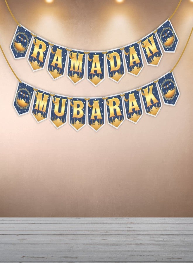 ووبوكس مجموعة زينة حفلات رمضان مبارك من وووبوكس، تتضمن دعائم تصوير باللون الأزرق مع ألوان زرقاء وذهبية، بالإضافة إلى لافتات زينة ذات طابع إسلامي، ومستلزمات زينة رمضان، وزينة عيد مبارك. - Image 3