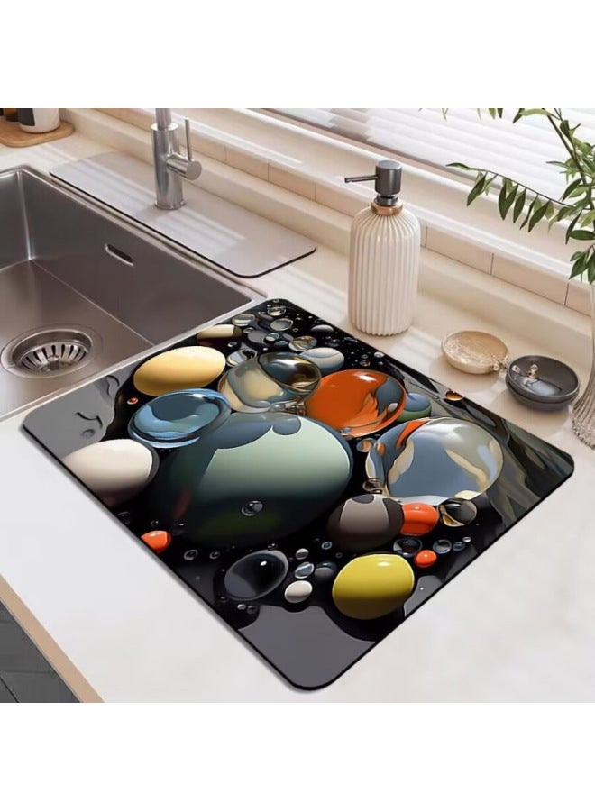 Kitchen Drain Mat Coffee Maker Bar Mat Placemat Coaster Absorbent Bowl Drying Heat Insulation Mat Technology Cloth Anti-perm Mat-Color:15-Specifications:30*40cm - Image 2