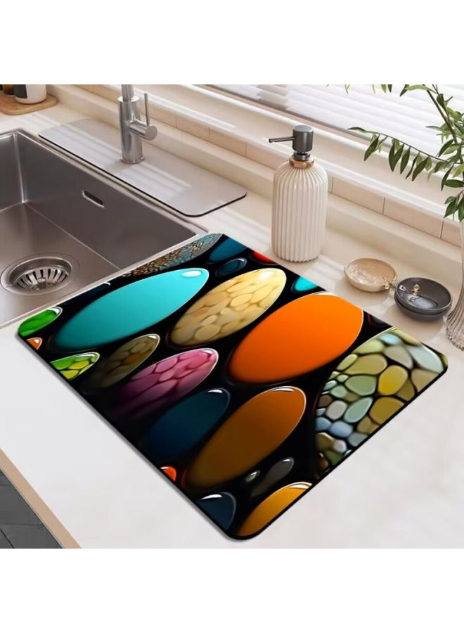 Kitchen Drain Mat Coffee Maker Bar Mat Placemat Coaster Absorbent Bowl Drying Heat Insulation Mat Technology Cloth Anti-perm Mat-Color:15-Specifications:30*40cm - Image 1