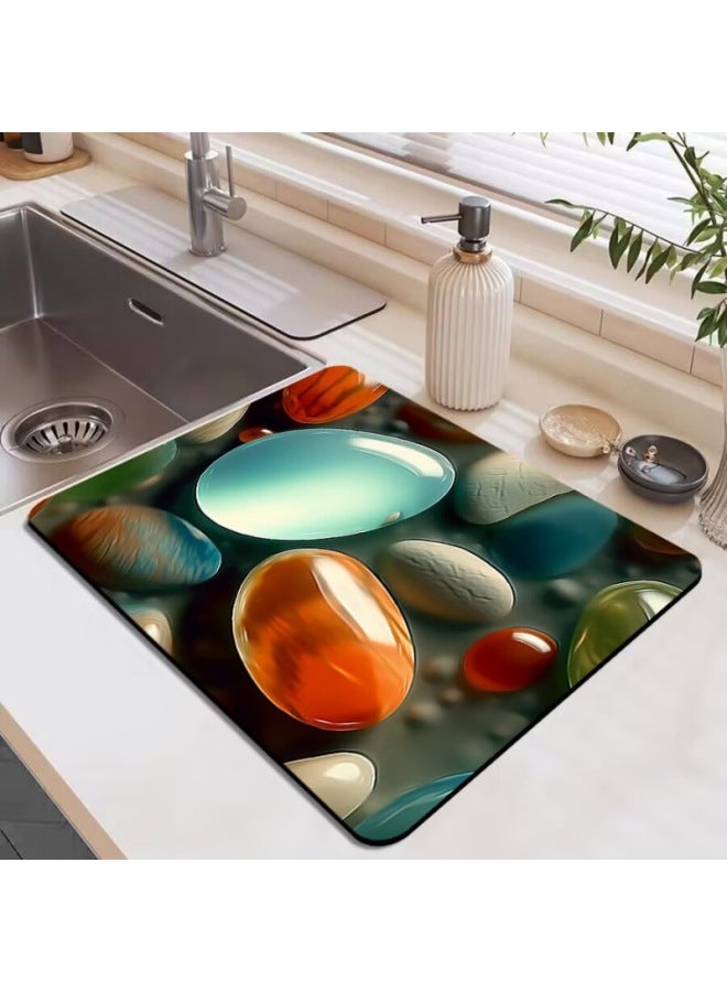 Kitchen Drain Mat Coffee Maker Bar Mat Placemat Coaster Absorbent Bowl Drying Heat Insulation Mat Technology Cloth Anti-perm Mat-Color:15-Specifications:30*40cm - Image 5