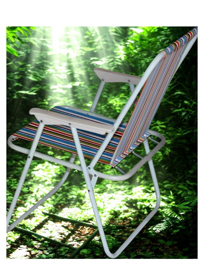 SMART HOME Folding Camping Chair Set of 4, Made of Oxford Fabric with Metal Legs – Comfortable, Lightweight, and Portable Seat with Armrest | 45 x 45 x 80 cm Picnic Chair | Suitable for trips, camping, the beach, and outdoor activities (Color Matches the Picture) - Image 3