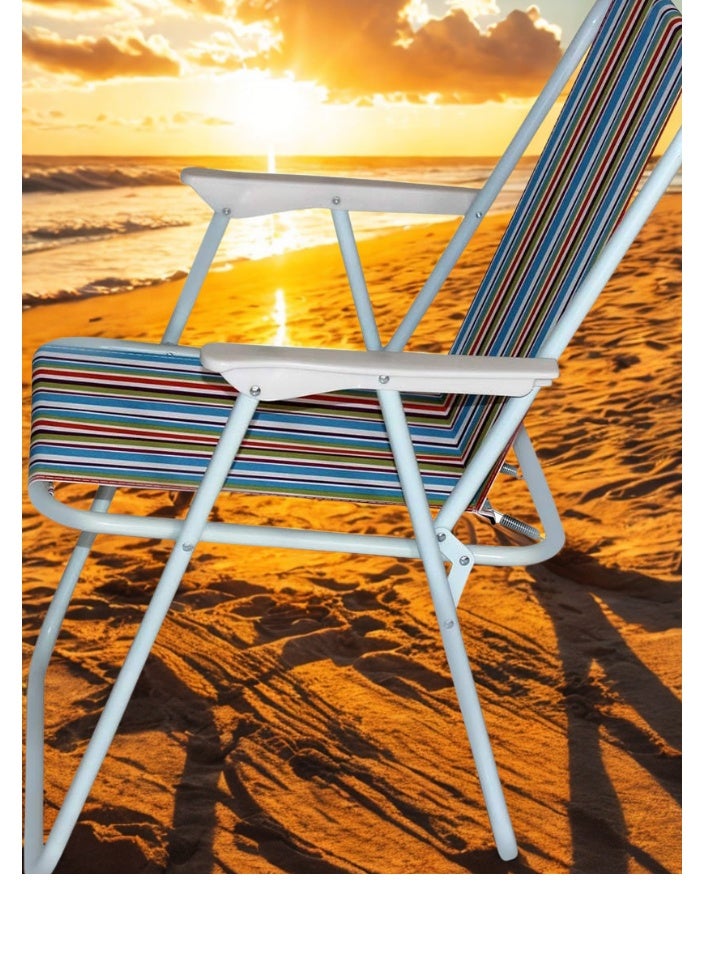 SMART HOME Folding Camping Chair Set of 4, Made of Oxford Fabric with Metal Legs – Comfortable, Lightweight, and Portable Seat with Armrest | 45 x 45 x 80 cm Picnic Chair | Suitable for trips, camping, the beach, and outdoor activities (Color Matches the Picture) - Image 2
