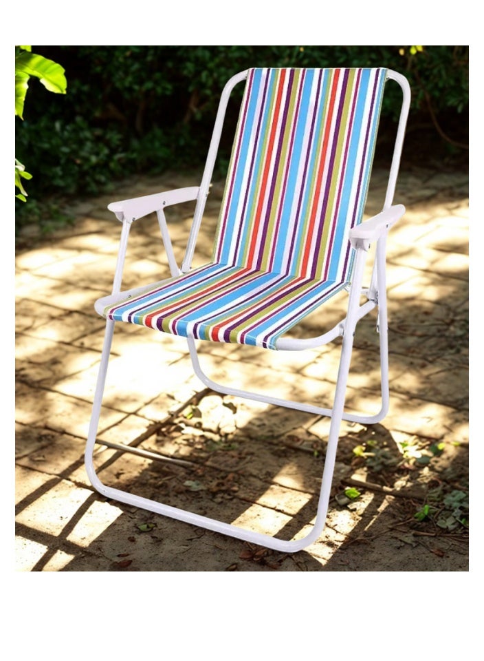 SMART HOME Folding Camping Chair Set of 4, Made of Oxford Fabric with Metal Legs – Comfortable, Lightweight, and Portable Seat with Armrest | 45 x 45 x 80 cm Picnic Chair | Suitable for trips, camping, the beach, and outdoor activities (Color Matches the Picture) - Image 4