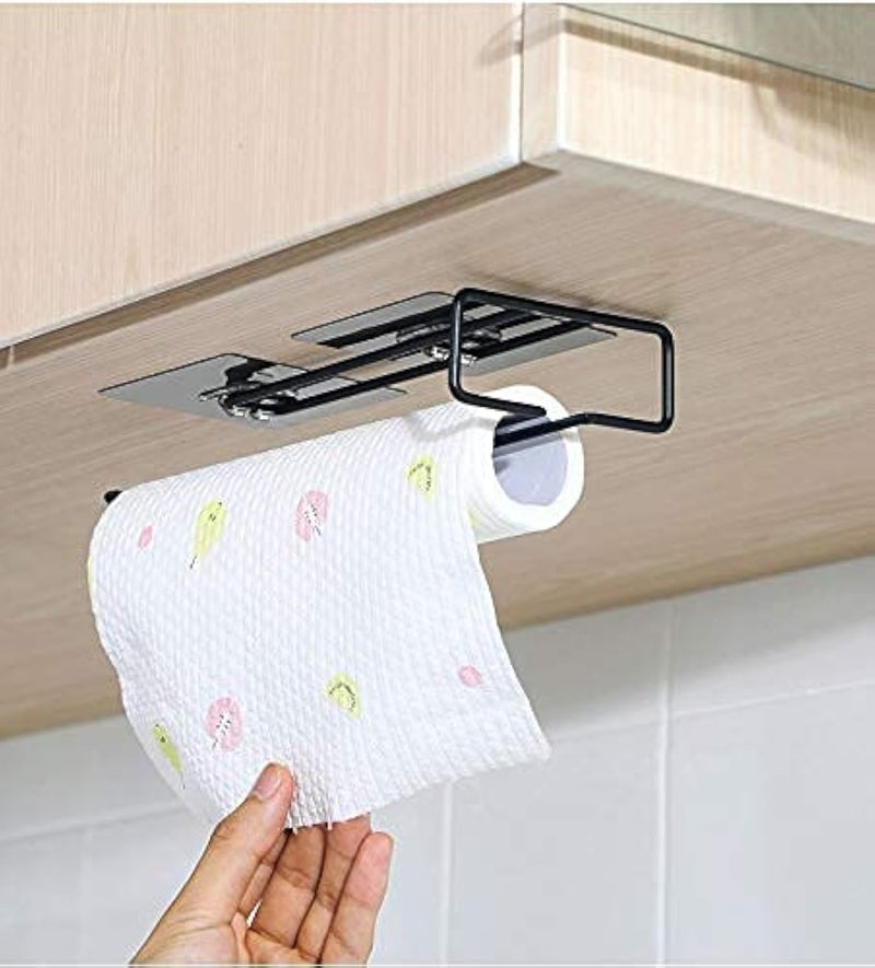 ADTALA Self Adhesive Wall Mount Towel Holder for Home/Kitchen/Bathroom/Toilet/Multi-Function Towel Rack/No Drill Require -Weight Load Capacity-5 Kg (Towel + Tissue + Glass Holder)-1 Pcs - Image 1