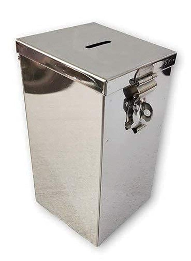 GinoSet® Coin Box/Piggy Bank/Gullak/Donation/Suggestion Box/Antique Coin Bank Box Money Organiser/Coin Money Bank Piggy Bank Money Bank Stainless Steel Body (6.5 Inch) Box(H- 6.5" W-4" L-4.5") - Image 1