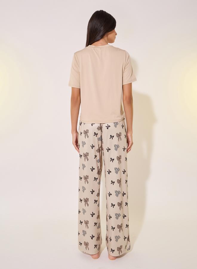 Take Two Butterfly Print Round Neck T-Shirt and Pyjama Set  - Image 5