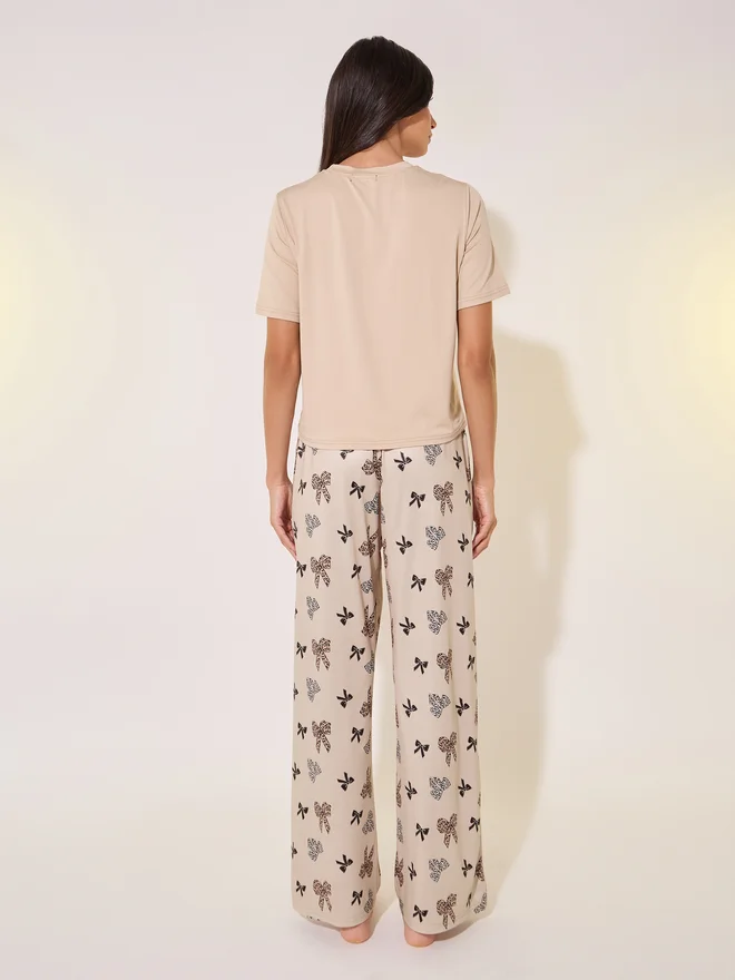 Take Two brown Round Neck T-Shirt and Pyjama Set for Women | Best Price UAE