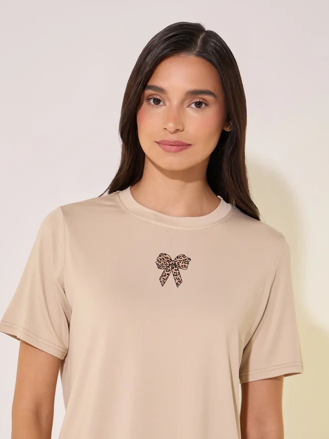 Take Two brown Round Neck T-Shirt and Pyjama Set for Women | Best Price UAE