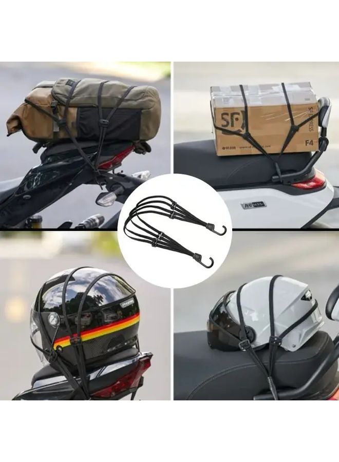 2pcs Black Heavy Duty Motorcycle Bicycle Helmet Luggage Straps Adjustable Bungee Cords - Image 4
