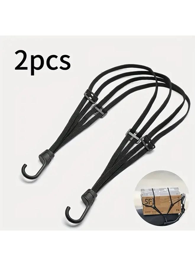 2pcs Black Heavy Duty Motorcycle Bicycle Helmet Luggage Straps Adjustable Bungee Cords - Image 1
