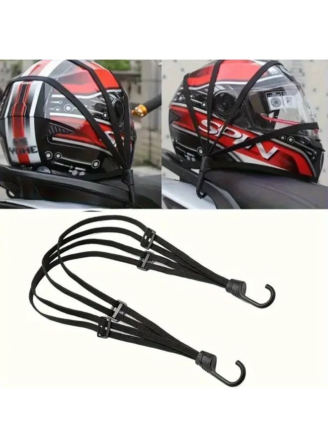 2pcs Black Heavy Duty Motorcycle Bicycle Helmet Luggage Straps Adjustable Bungee Cords - Image 2
