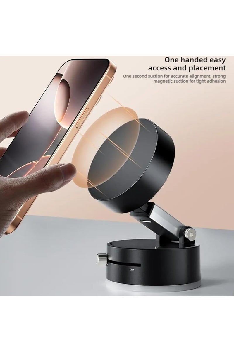 Vacuum Suction Magnetic Car Phone Holder Mount Fit All Phones,Adjustable Phone Holders for Your Car Home Office Smooth Surfaces,Metal Ring Stick Outside of Case Non-Magnetic . 360° Rotatable & Foldable Mount - Image 2
