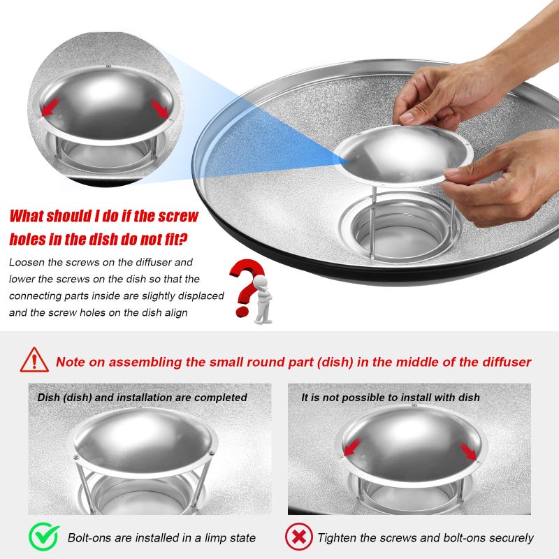 Soonpho 16 inch/42cm Standard Reflector Beauty Dish with Honeycomb Grid, Diffuser Sock and Bag,for Bowens Mount Studio Strobe Flash Light Like Neewer VC-400HS VE-300 Godox AD200 AD180 AD360(Silver) - Image 2