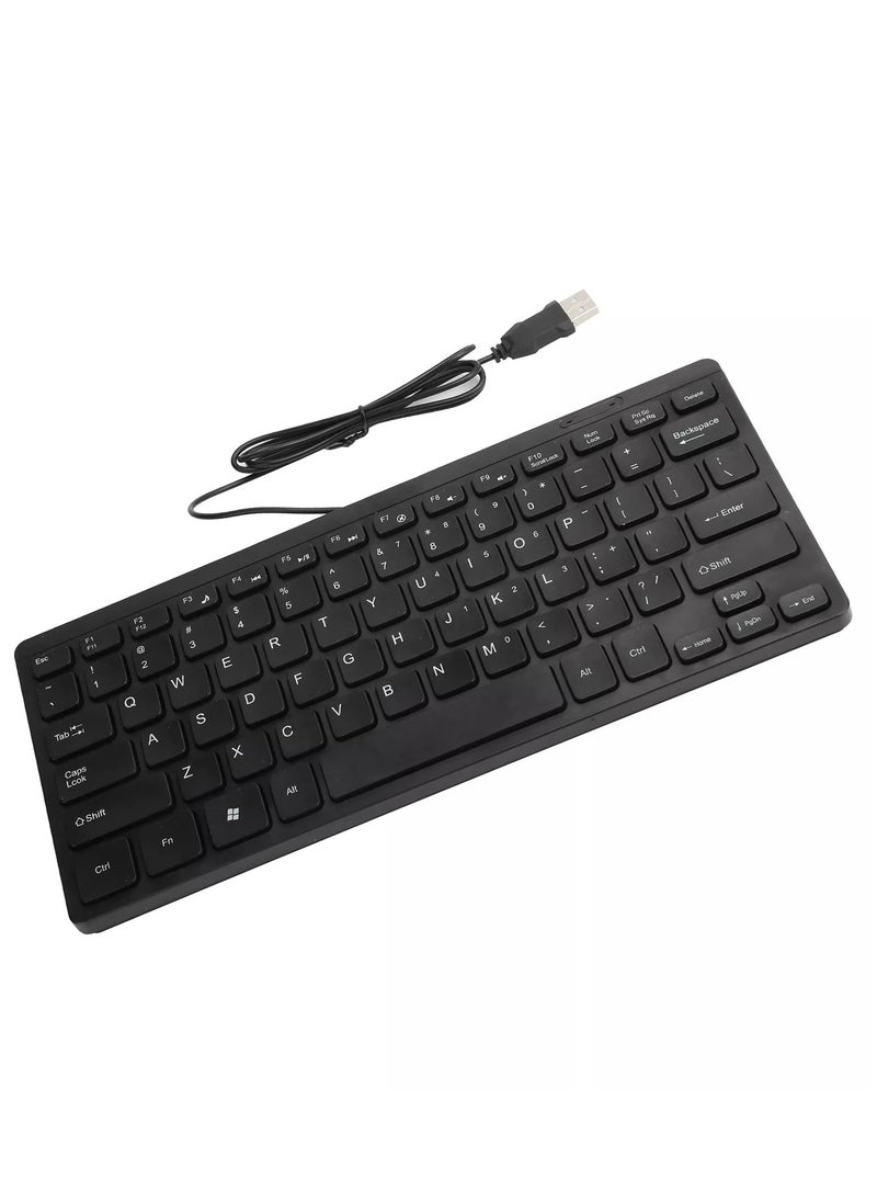 Mini - K1000 Mini Wired Keyboard 78 Keys suitibal for all laptops and pc computers Lightweight body, convenient to carry in your journey black - Image 1