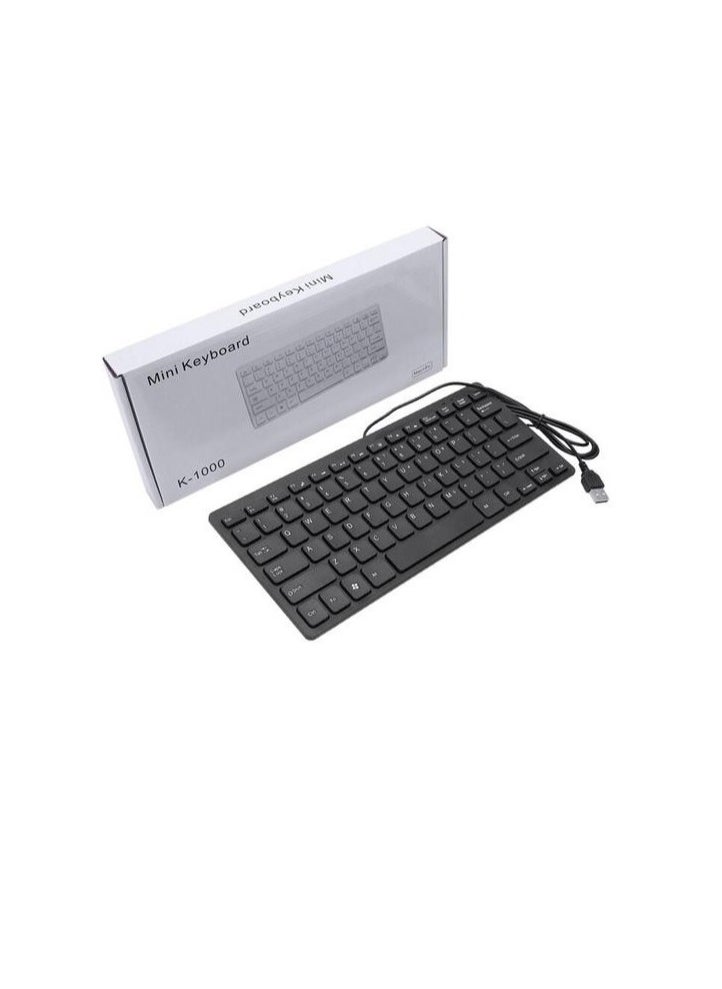 Mini - K1000 Mini Wired Keyboard 78 Keys suitibal for all laptops and pc computers Lightweight body, convenient to carry in your journey black - Image 1