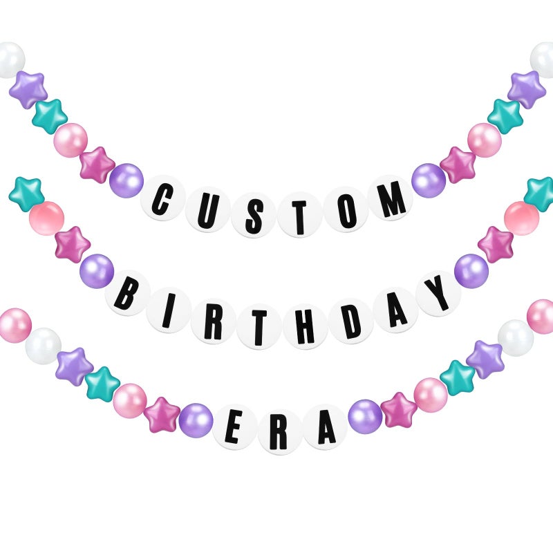 Simgoing 103 Pcs Giant Friendship Bracelet Garland DIY Graduation Birthday Jumbo Friendship Bracelet Banner Kit Famous Singer Customizable Party Wedding DecorPearlescent Macaron Color - Image 2