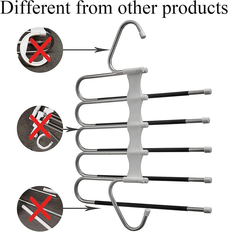 DMG 2PCS Multi-Functional Non-Slip Pants Hangers - Space-Saving Stainless Steel Hanger for Trousers, Jeans, Scarves & Towels - Image 3