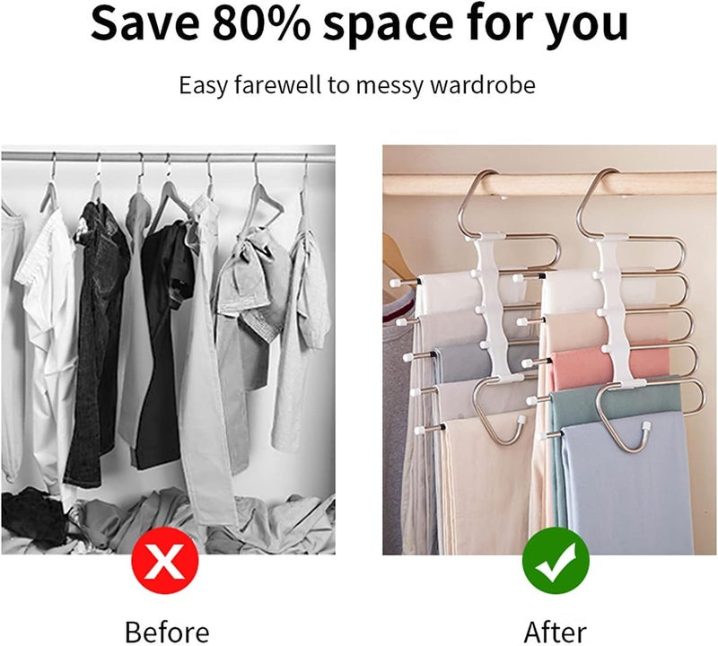 DMG 2PCS Multi-Functional Non-Slip Pants Hangers - Space-Saving Stainless Steel Hanger for Trousers, Jeans, Scarves & Towels - Image 5