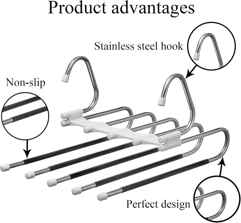 DMG 2PCS Multi-Functional Non-Slip Pants Hangers - Space-Saving Stainless Steel Hanger for Trousers, Jeans, Scarves & Towels - Image 4