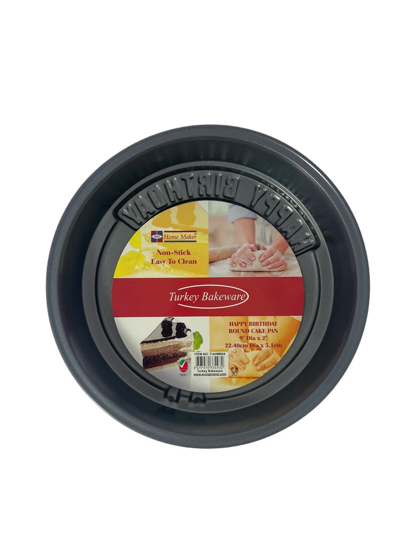 Homemaker Non-Stick Happy Birthday Round Cake Pan 22.4Cm X 5.1Cm - Black  - Image 4