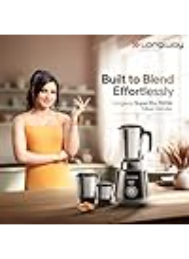 لونج واي Longway Super Pro Mixer Grinder | Up to 700 Watt Powerful Motor | 3 Jars for Grinding, Mixing, Juicing | 2 Year Warranty (Black & Gray, 3 Jars) - Image 2