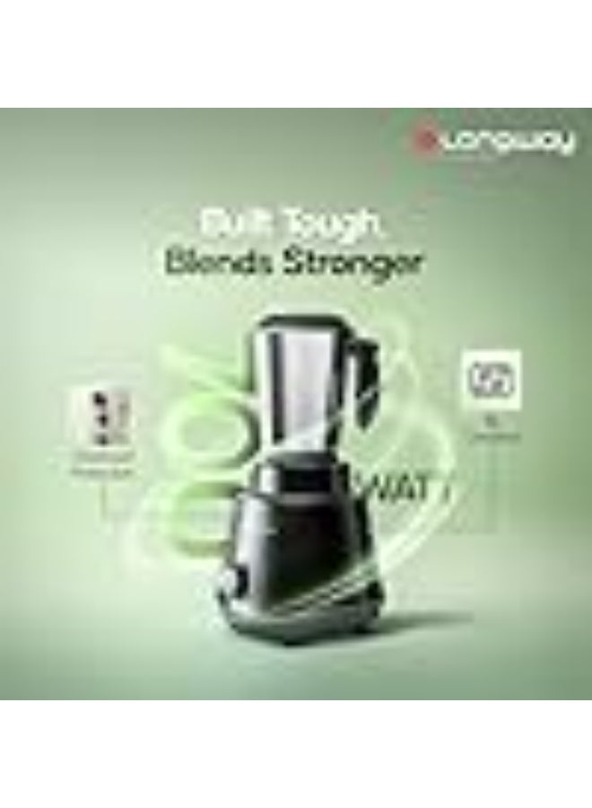 لونج واي Longway Super Pro Mixer Grinder | Up to 700 Watt Powerful Motor | 3 Jars for Grinding, Mixing, Juicing | 2 Year Warranty (Black & Gray, 3 Jars) - Image 3