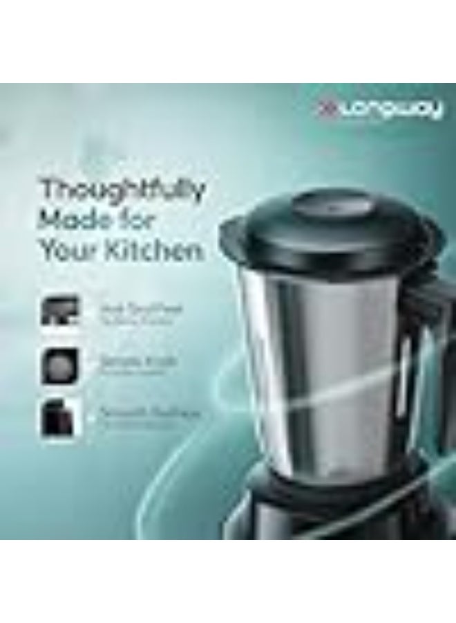 لونج واي Longway Super Pro Mixer Grinder | Up to 700 Watt Powerful Motor | 3 Jars for Grinding, Mixing, Juicing | 2 Year Warranty (Black & Gray, 3 Jars) - Image 5