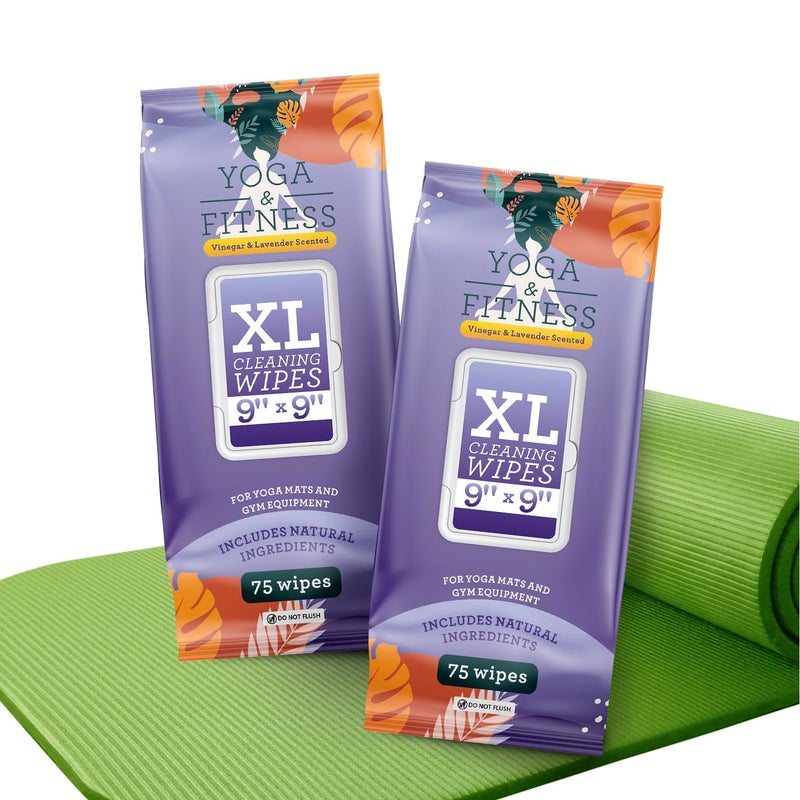IMPRESA Yoga Mat Cleaner Wipes - Heavy Duty Cleaning for Exercise Equipment - Wipes for Yoga Mats - Lavender Essential Oil Freshening - 150 Count, 9 x 9 in, Lavender - Image 1