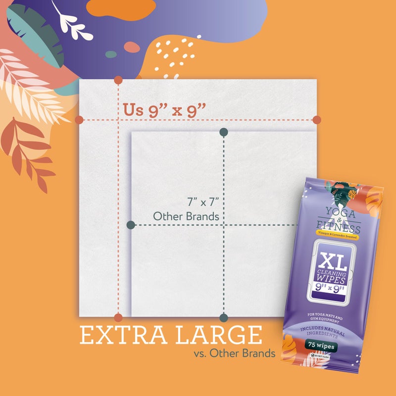 IMPRESA Yoga Mat Cleaner Wipes - Heavy Duty Cleaning for Exercise Equipment - Wipes for Yoga Mats - Lavender Essential Oil Freshening - 150 Count, 9 x 9 in, Lavender - Image 3