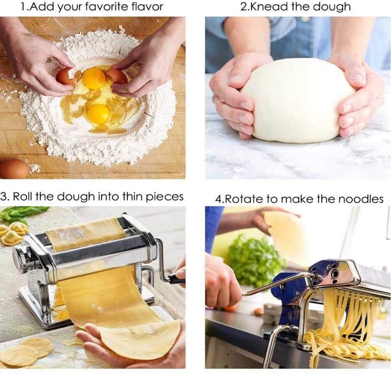 qiuqiu Manual Noodle Making Machine, Stainless Steel Noodle Machine, Small Household Noodle Machine, Multi-function Noodle Pressing Machine, Rolling Machine Dumpling Wonton Wrapper Machine - Image 4