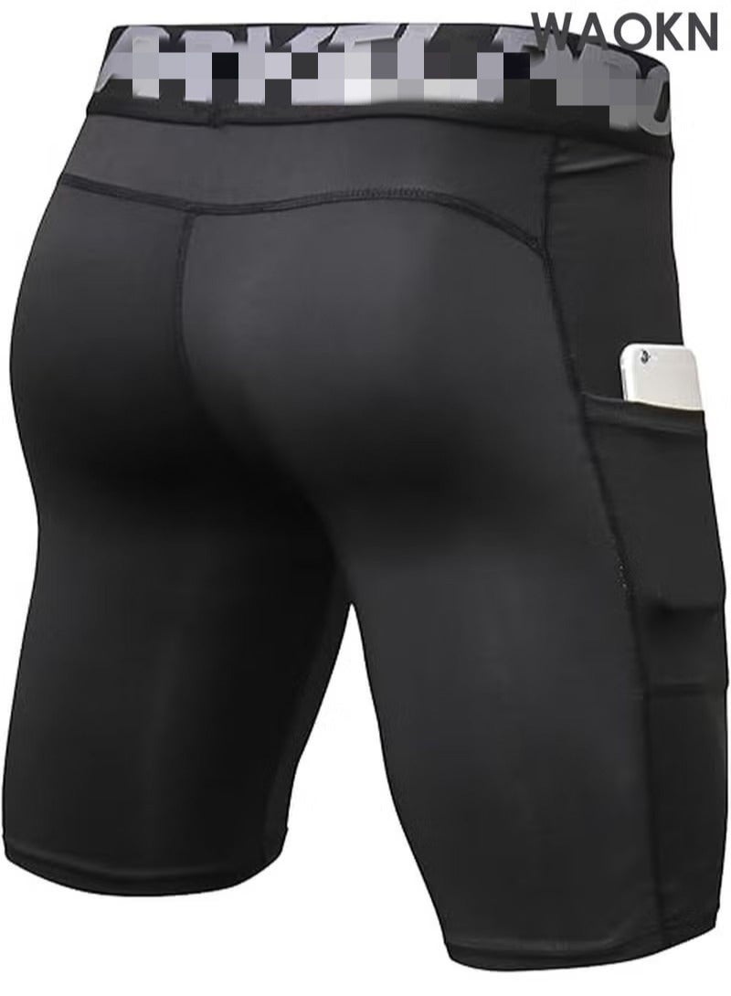 WAOKN Compression Shorts Men, Dry Fit Active Running Workout Gym Yoga Cycling Shorts Mens Spandex Shorts Underwear Pockets Compression Shorts for Men  Cool Dry Athletic Workout Underwear Running Gym Spandex Base Layer Boxer Briefs - Image 2