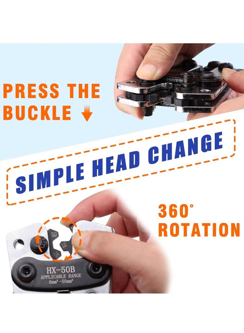 Battery Cable Lug Crimping Tool, Wire Crimper Tool, Heavy Duty Crimper for Wire Lugs, AWG 10-1/0 for Heavy Duty Wire Lugs, Battery Terminal, Copper Lugs Terminals - Image 5