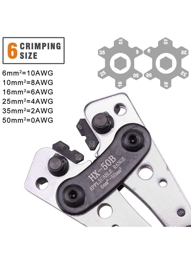 Battery Cable Lug Crimping Tool, Wire Crimper Tool, Heavy Duty Crimper for Wire Lugs, AWG 10-1/0 for Heavy Duty Wire Lugs, Battery Terminal, Copper Lugs Terminals - Image 4