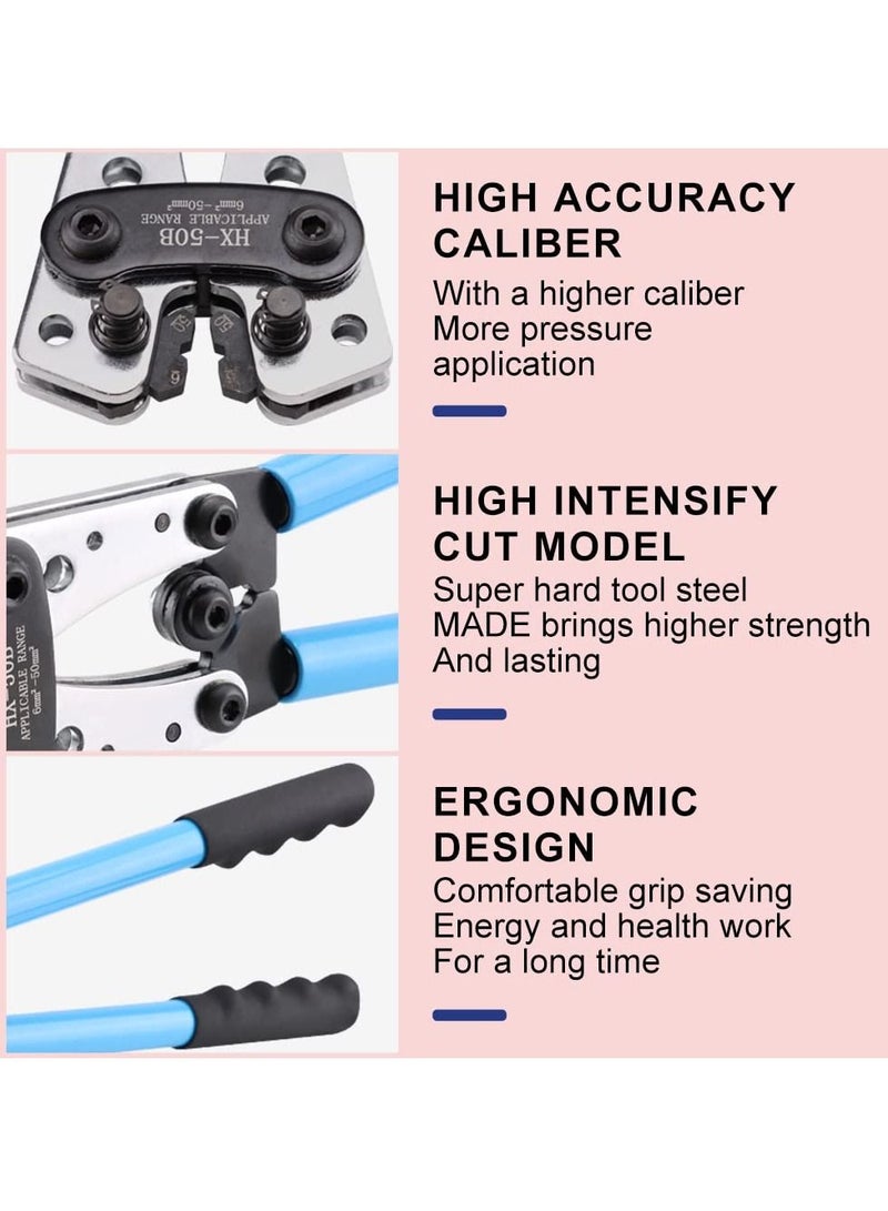 Battery Cable Lug Crimping Tool, Wire Crimper Tool, Heavy Duty Crimper for Wire Lugs, AWG 10-1/0 for Heavy Duty Wire Lugs, Battery Terminal, Copper Lugs Terminals - Image 3