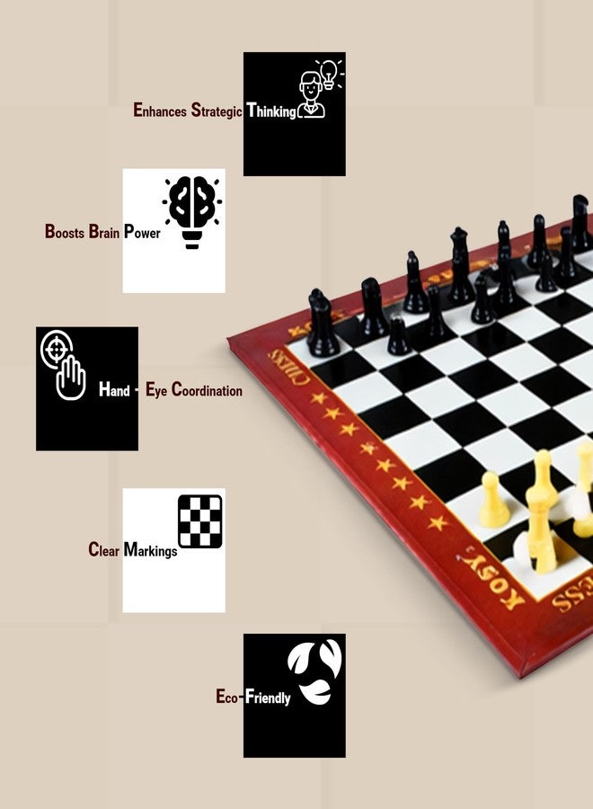 KOSY لعبة شطرنج ورقية محمولة قابلة للطي من KOSY، مناسبة للأطفال والكبار، مقاس كبير 34×31 سم، خفيفة الوزن، مثالية للسفر، مع قطع اللعب، مناسبة للمدارس، للتدريب غير الرسمي، وليلة ألعاب عائلية ممتعة. - Image 3