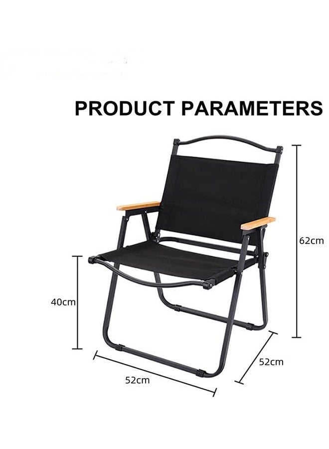 Camping Chair Folding Picnic Chair Collapsible Outdoor BBQ Seat with Cup Holder Arm Rest Wood Picnic Portable Chair Beach Chair - Image 2