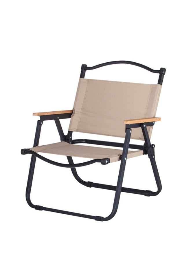 Camping Chair Folding Picnic Chair Collapsible Outdoor BBQ Seat with Cup Holder Arm Rest Wood Picnic Portable Chair Beach Chair - Image 1