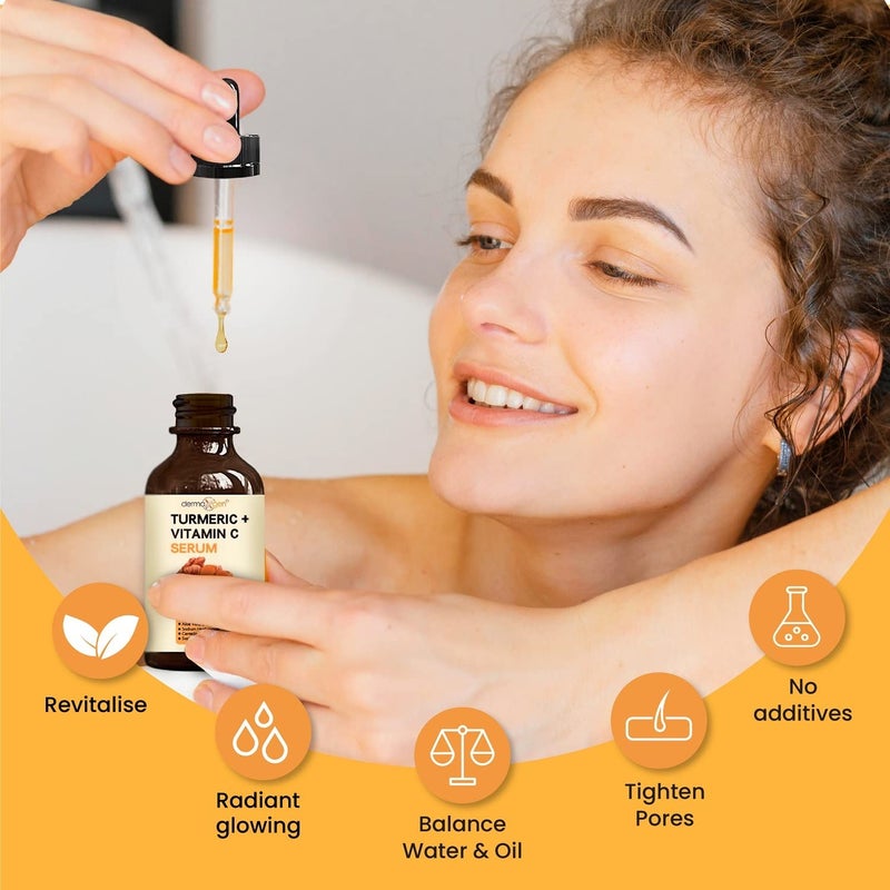 dermaxgen Turmeric and Vitamin C Anti-Aging facial serum, PURE ORGANIC Reduce Wrinkles, Improve Blemishes and Acne, Skin firming and Intensive Moisturizing & hydrating Serum for all skin Types (1 fl oz)) - Image 5