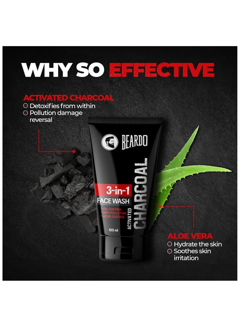 BEARDO Activated Charcoal Face Wash 100ml - Image 2