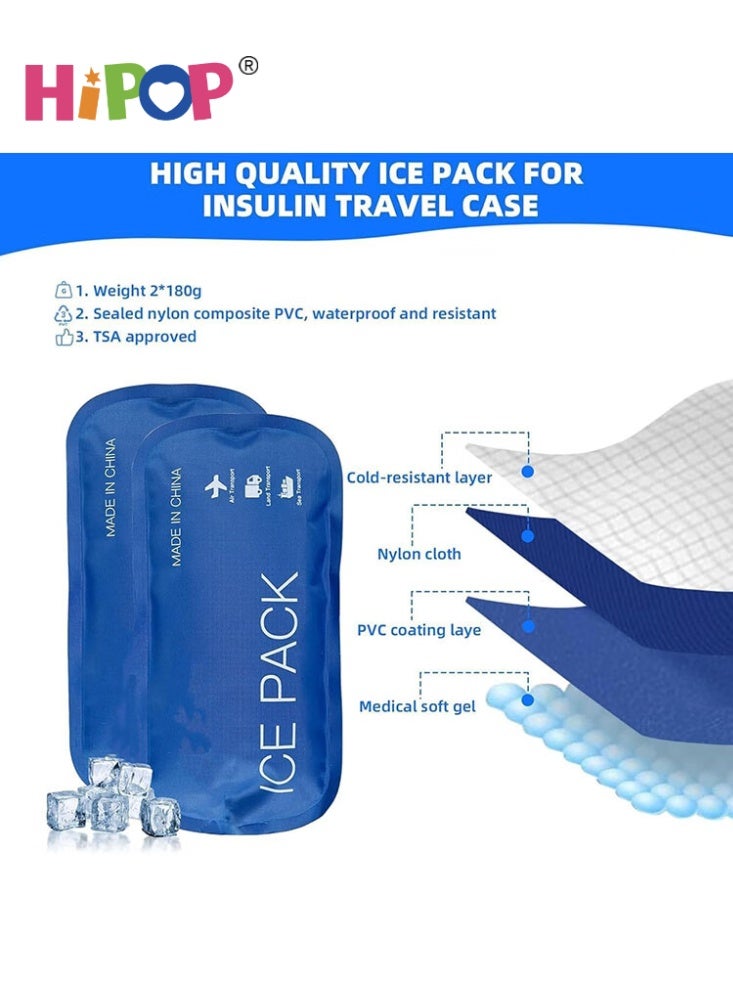HIPOP 2 PCS Ice Packs for Insulin Cooler Travel Case, Reusable TSA  Approved Ice Packs, Travel Ices Pack for Medications, Keep Medication Cool 8-10h in Diabetic Travel Case (Ice Pack Only) - Image 4