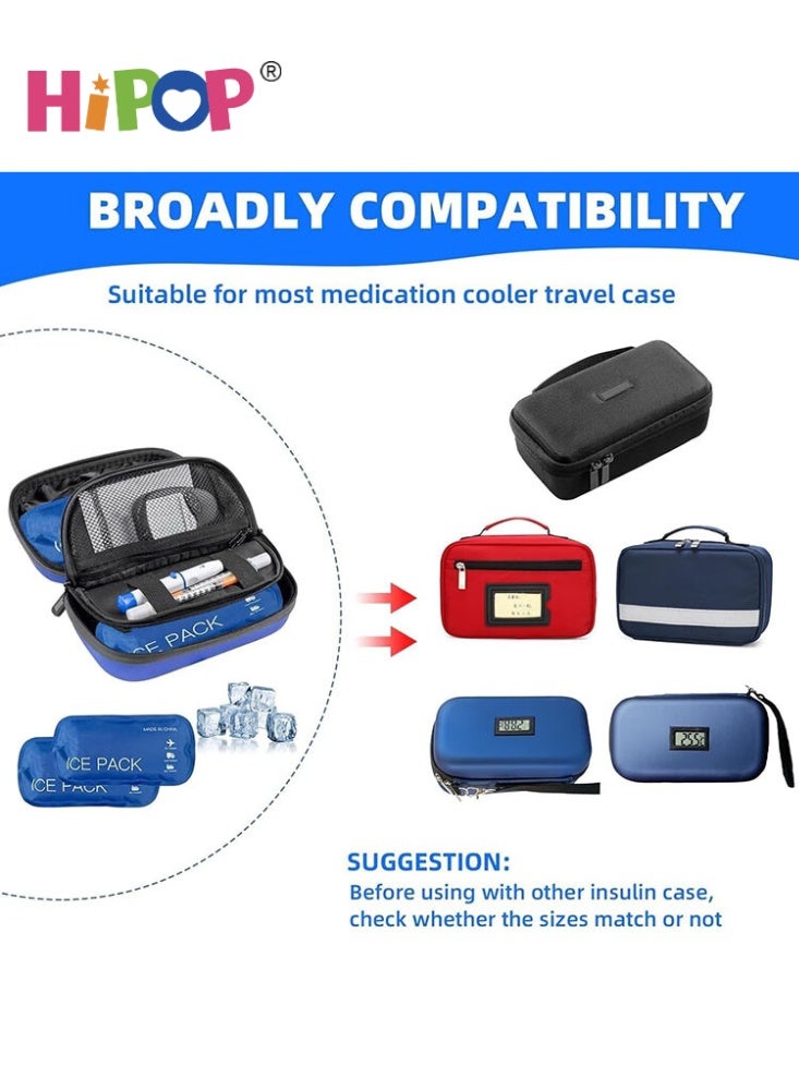 HIPOP 2 PCS Ice Packs for Insulin Cooler Travel Case, Reusable TSA  Approved Ice Packs, Travel Ices Pack for Medications, Keep Medication Cool 8-10h in Diabetic Travel Case (Ice Pack Only) - Image 2